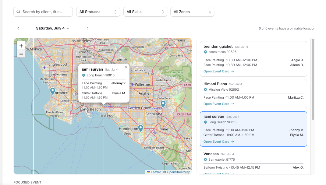 Event map view