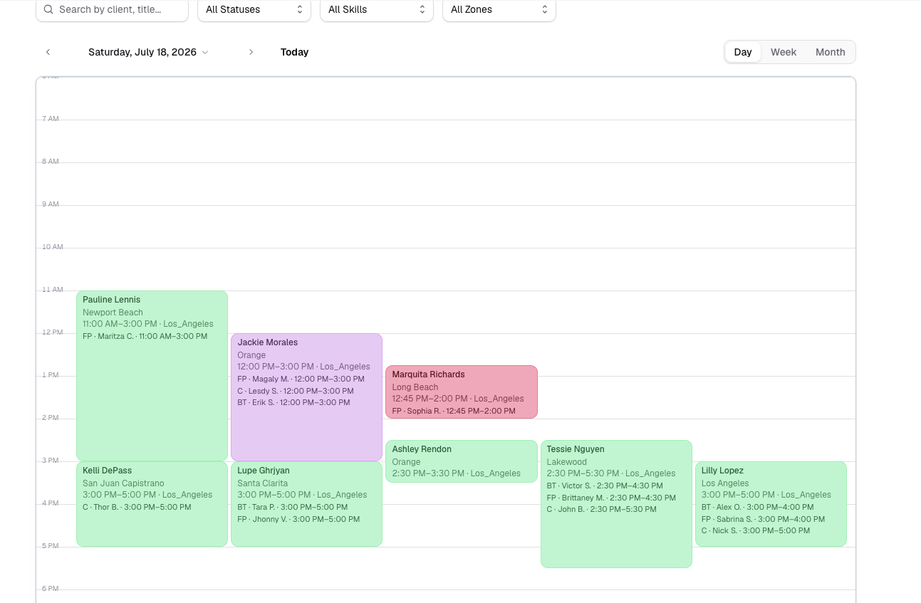 Event calendar view