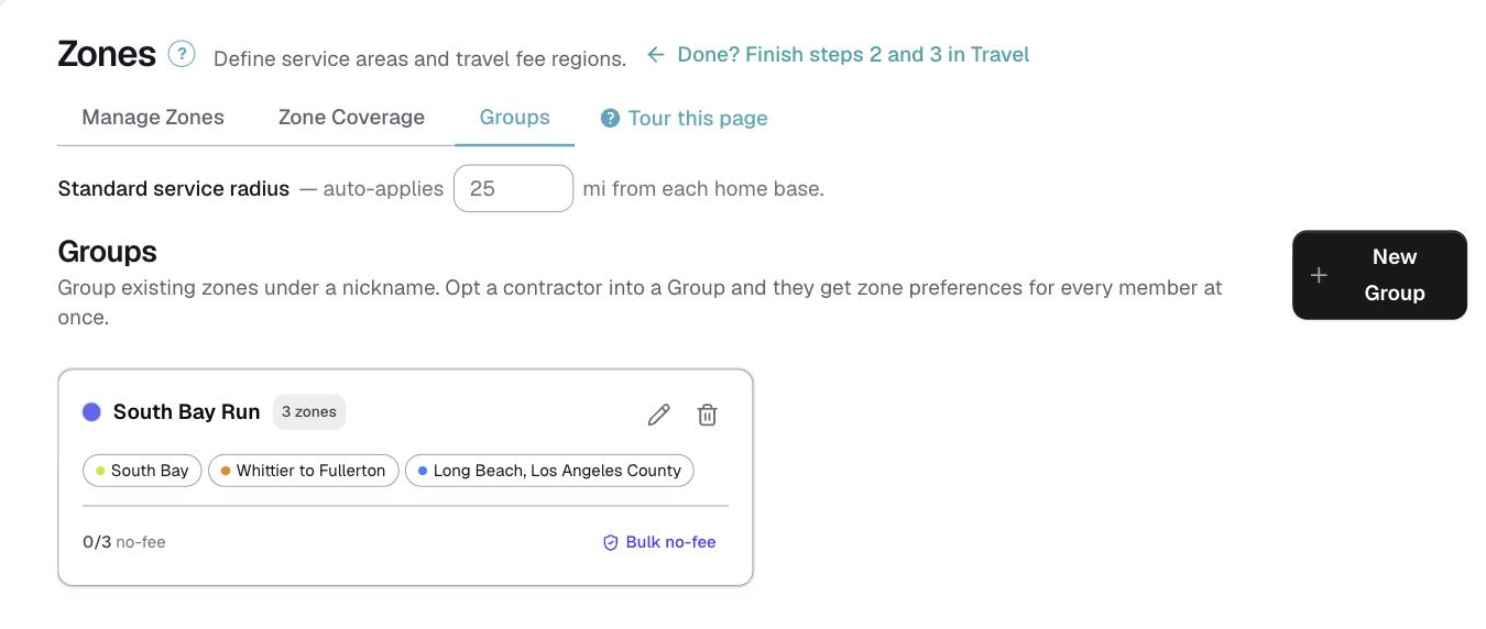 Zone groups