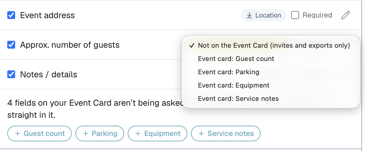 Customize - Booking Form, a question's destination pill open