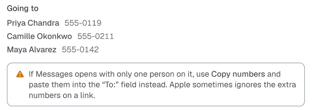 Match & assign, the Going to list in the Group text window
