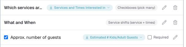 Customize, Booking Form, the goes to pill on a question