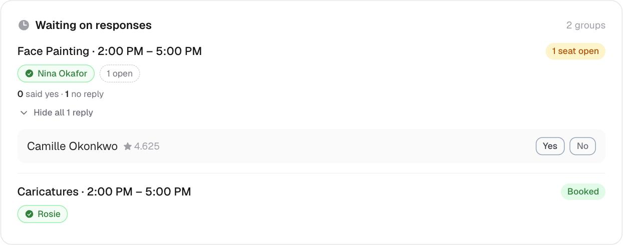 the Match and assign panel, the Assign already asked list